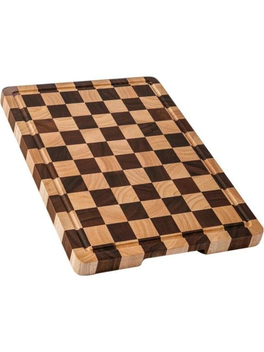 Acacia Wood Cutting Board Checkered Butcher Block Juice Groove Large ServingTray
